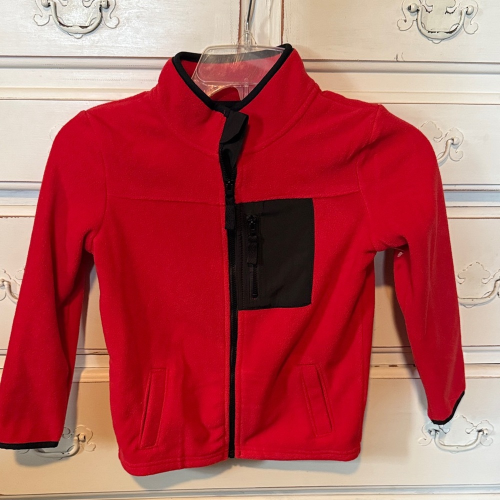 Jumping Beans Red Fleece Jacket with Black Trim